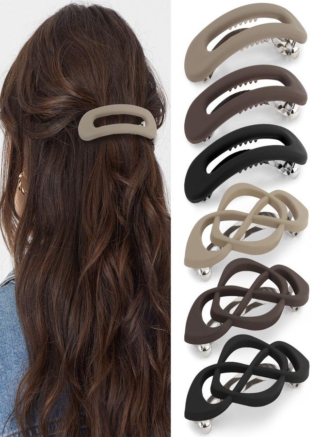 Atoden Hair Clips Barrettes for Thick Thin Fine Hair 6Pcs French Flat Barrettes No Crease Large Hair Slides Vintage 90s Accessories for Women Girls Trendy Stuff Gifts (Matte, Neutral Color) - Image 1